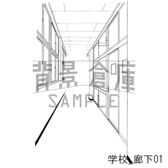 学校の背景集_セット3(廊下)