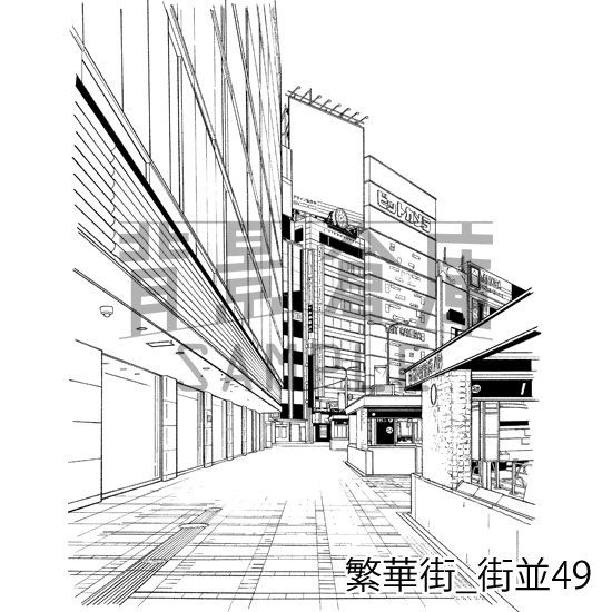 繁華街の背景集_セット9(街並)