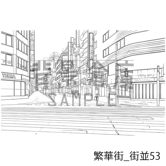 繁華街の背景集_セット9(街並)
