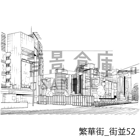 繁華街の背景集_セット9(街並)