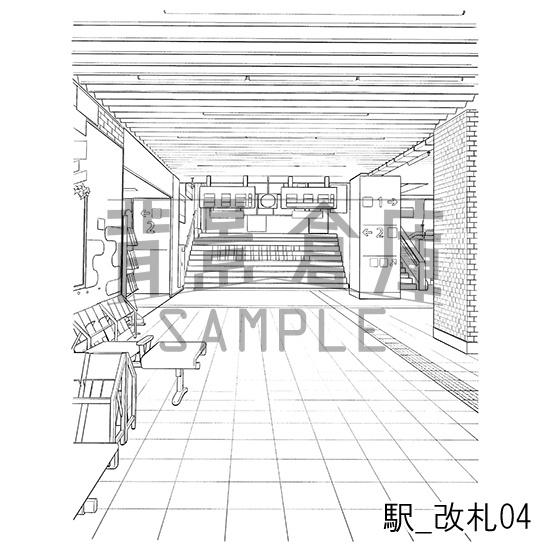 駅の背景集_セット3(改札 外観)