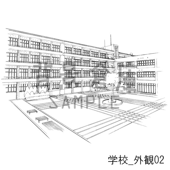 学校の背景集_セット10(外観)