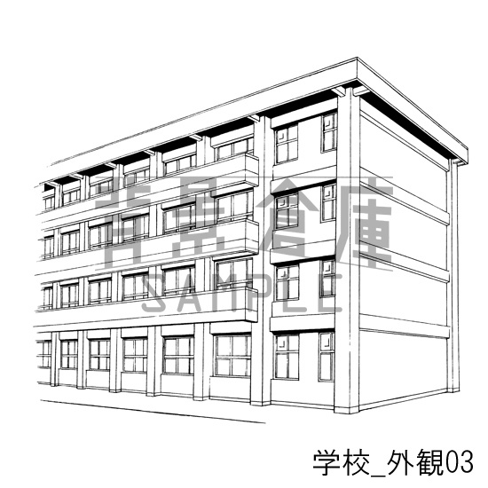 学校の背景集_セット10(外観)
