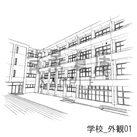 学校の背景集_セット10(外観)