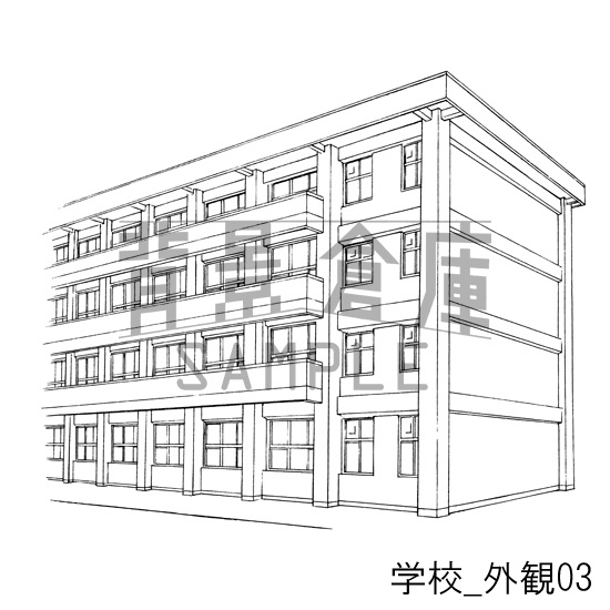 学校の背景集_セット10(外観)