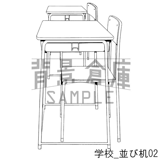 学校の背景集_セット4(机)