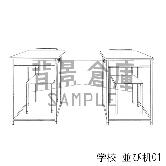 学校の背景集_セット4(机)