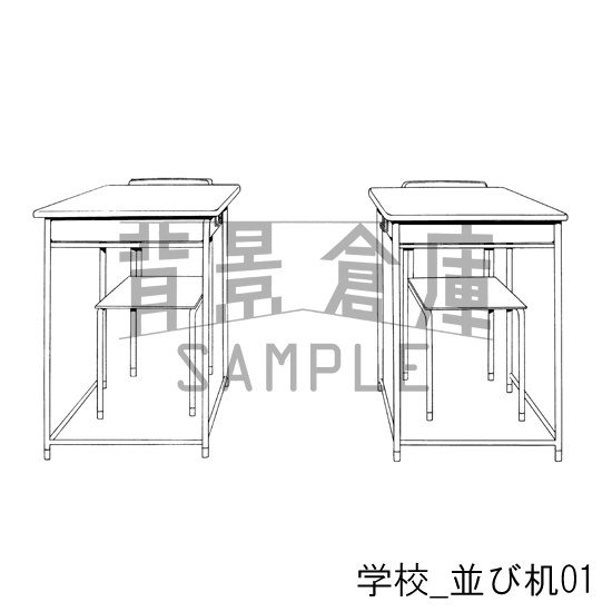 学校の背景集_セット4(机)