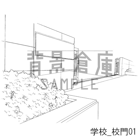 学校の背景集_セット7(校門 玄関)