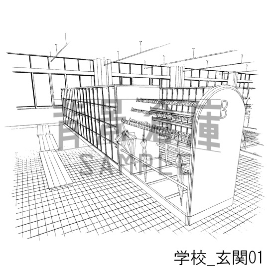 学校の背景集_セット7(校門 玄関)