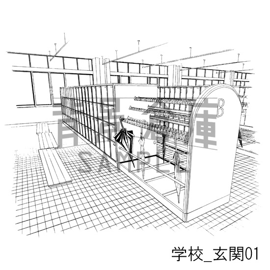 学校の背景集_セット7(校門 玄関)