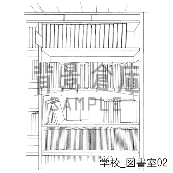 学校の背景集_セット6(職員室 図書室)