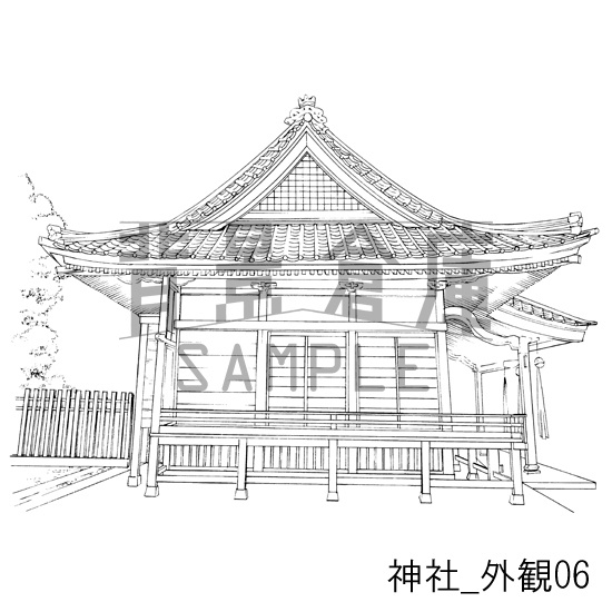 神社の背景集_セット1(外観 参道)