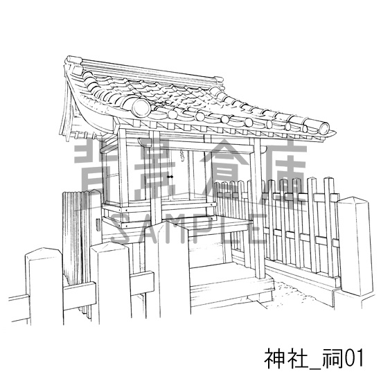 神社の背景集_セット1(外観 参道)