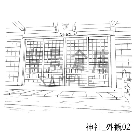 神社の背景集_セット1(外観 参道)