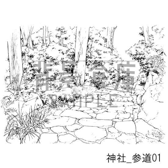 神社の背景集_セット1(外観 参道)