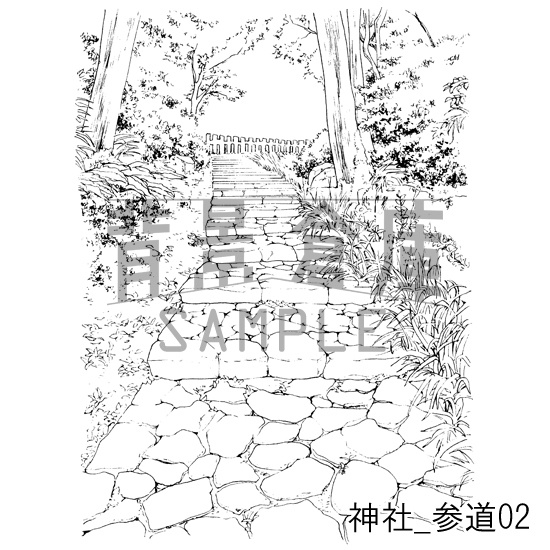 神社の背景集_セット1(外観 参道)