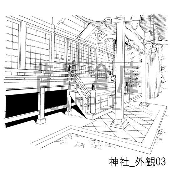 神社の背景集_セット1(外観 参道)