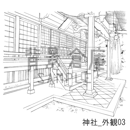 神社の背景集_セット1(外観 参道)