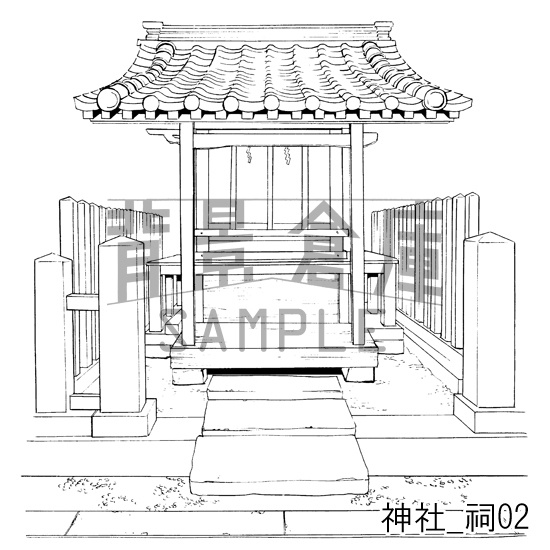 神社の背景集_セット1(外観 参道)