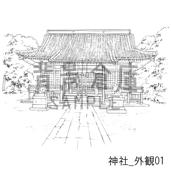 神社の背景集_セット1(外観 参道)