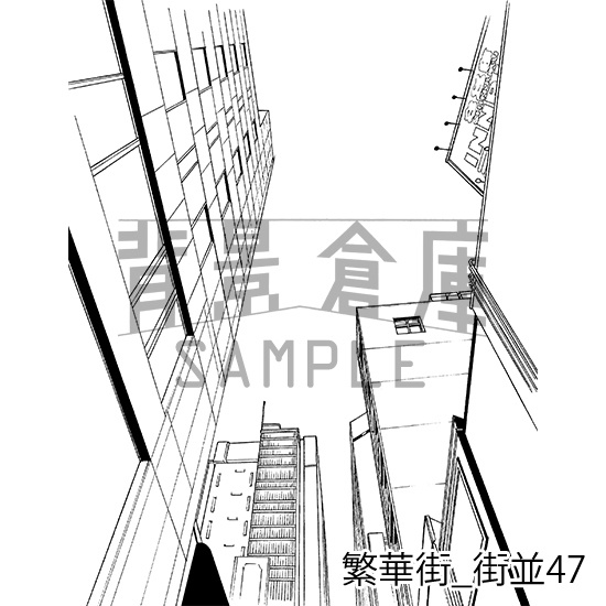 繁華街の背景集_セット8(街並)_トーン