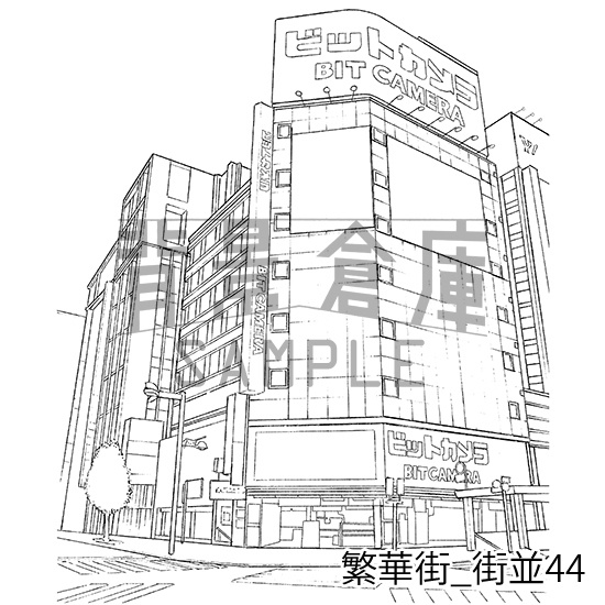 繁華街の背景集_セット8(街並)_トーン