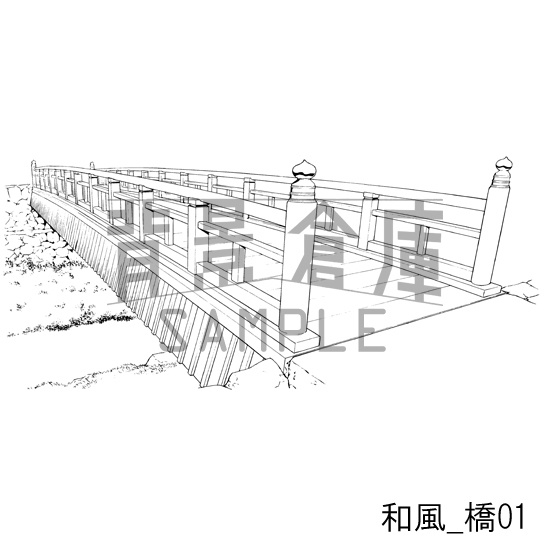 和風の背景集_セット4(街並 橋)