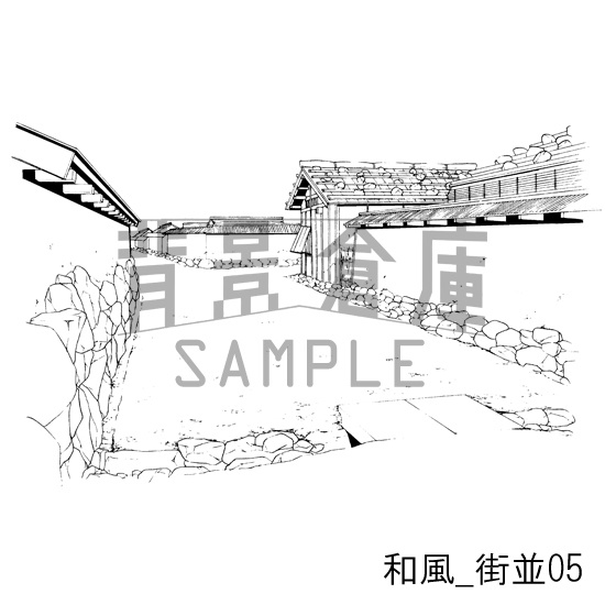 和風の背景集_セット4(街並 橋)