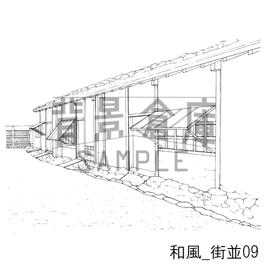 和風の背景集_セット4(街並 橋)