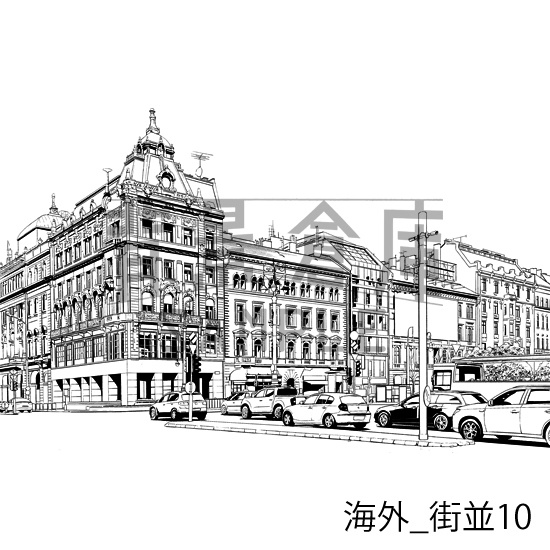 海外の背景集_セット2(街並)_トーン