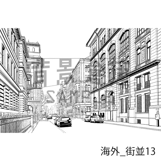 海外の背景集_セット2(街並)_トーン