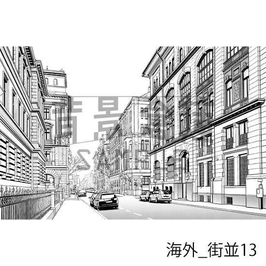 海外の背景集_セット2(街並)_トーン