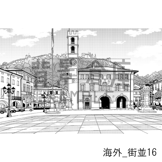 海外の背景集_セット3(街並)_トーン
