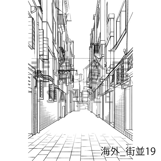 海外の背景集_セット3(街並)_トーン