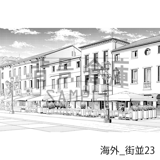 海外の背景集_セット4(街並)_トーン