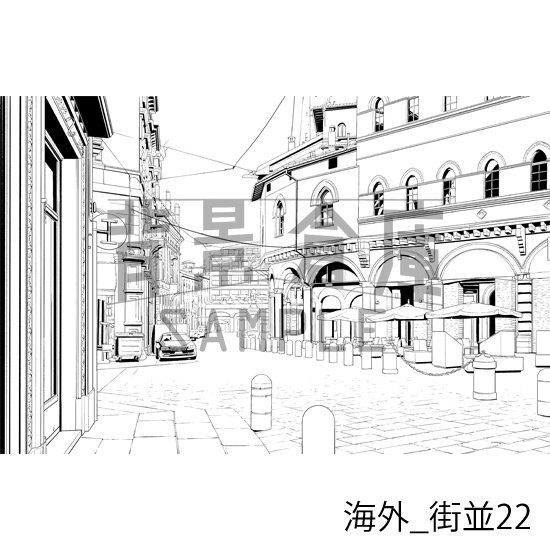 海外の背景集_セット4(街並)_トーン