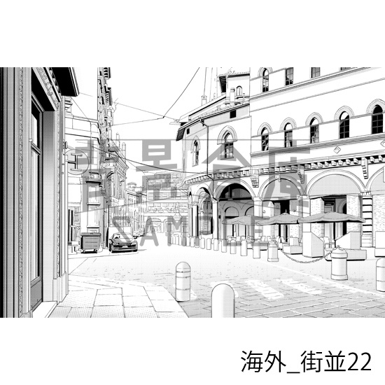 海外の背景集_セット4(街並)_トーン