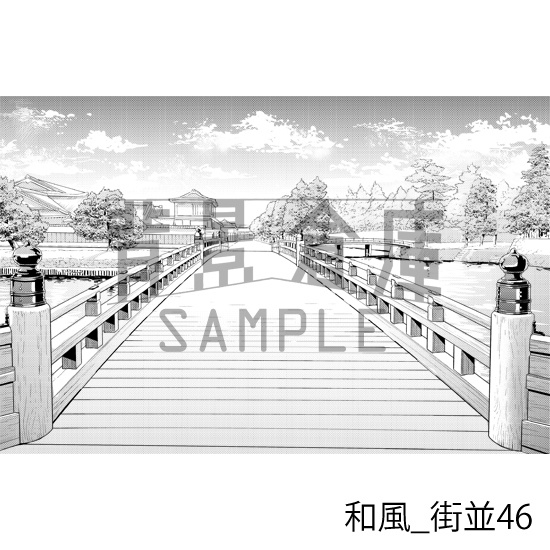 和風の背景集_セット25(街並)_トーン