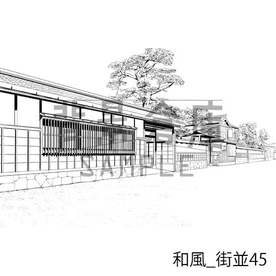 和風の背景集_セット25(街並)_トーン