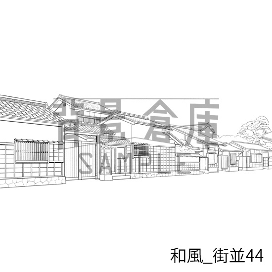 和風の背景集_セット25(街並)_トーン