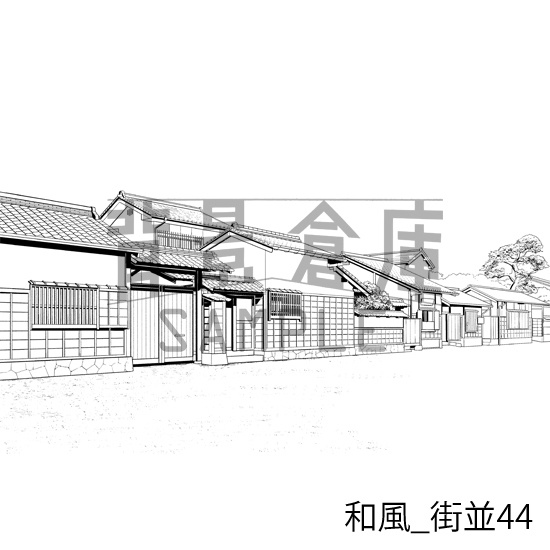 和風の背景集_セット25(街並)_トーン