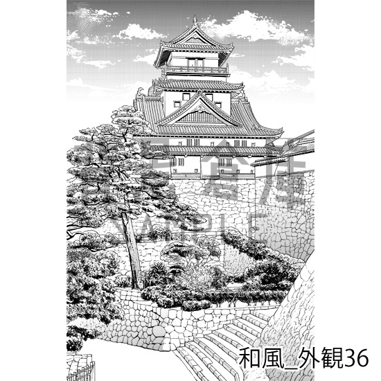 和風の背景集_セット26(外観)_トーン