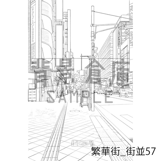 繁華街の背景集_セット10(街並)_トーン