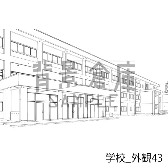 学校の背景集_セット29(外観)_トーン