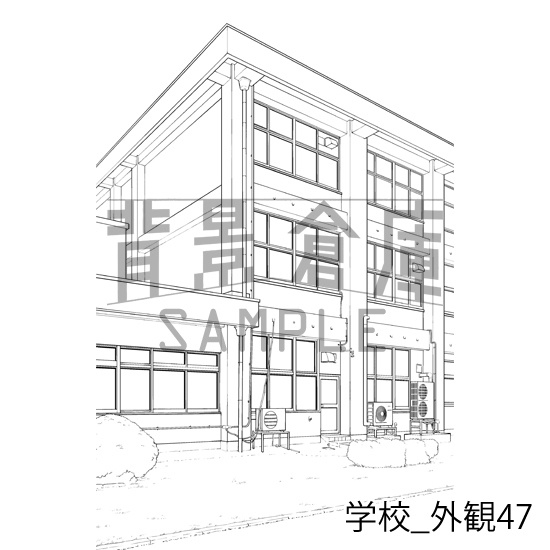 学校の背景集_セット29(外観)_トーン