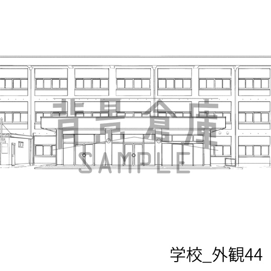 学校の背景集_セット29(外観)_トーン