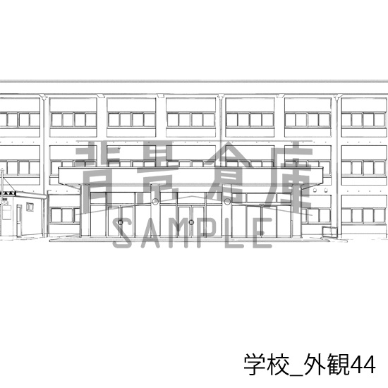 学校の背景集_セット29(外観)_トーン