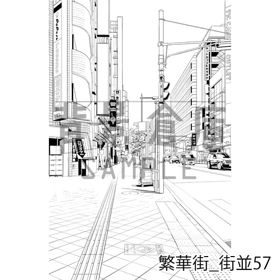 繁華街の背景集_セット10(街並)