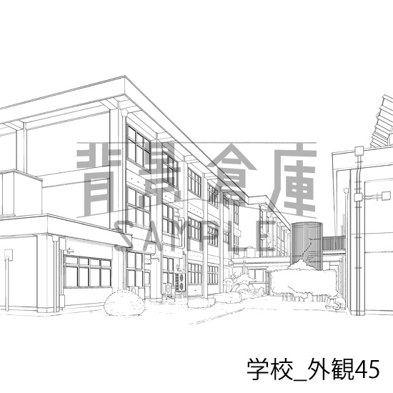 学校の背景集_セット29(外観)